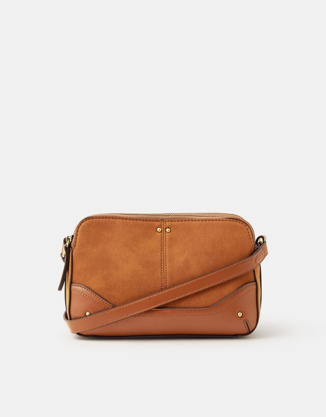 Classic Double Zip Crossbody Bag, Tan (TAN), large