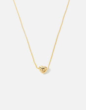 14ct Gold-Plated Mini Puff Heart Necklace, , large