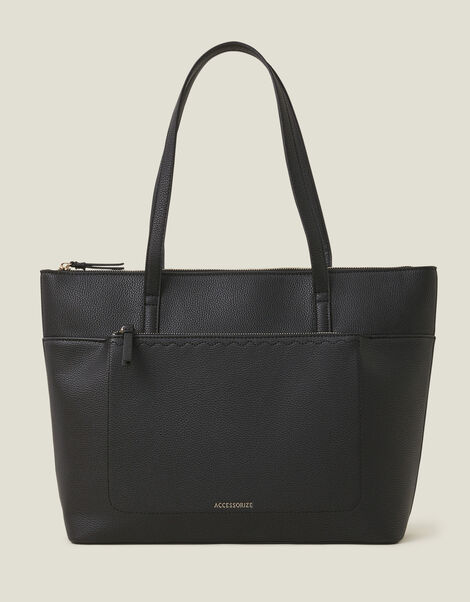 Front Pocket Tote Bag, Black (BLACK), large
