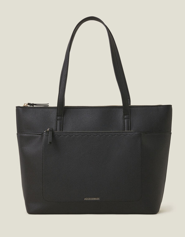Front Pocket Tote Bag, Black (BLACK), large