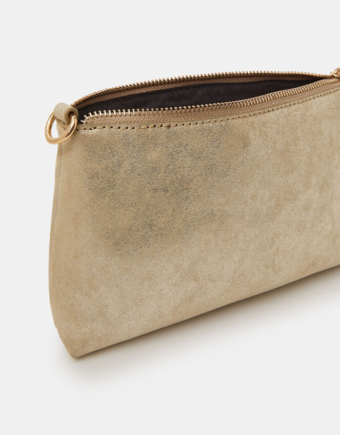 Glitter Leather Crossbody Bag, Gold (GOLD), large