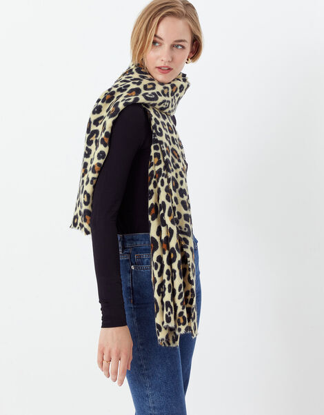 Leopard Print Blanket Scarf, , large