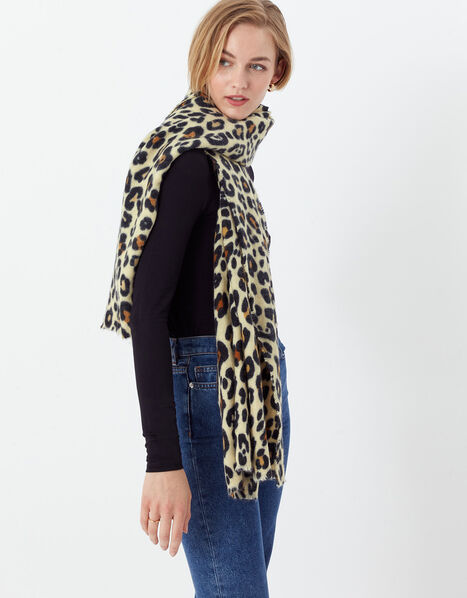 Lou Leopard Super Soft Blanket Scarf, , large
