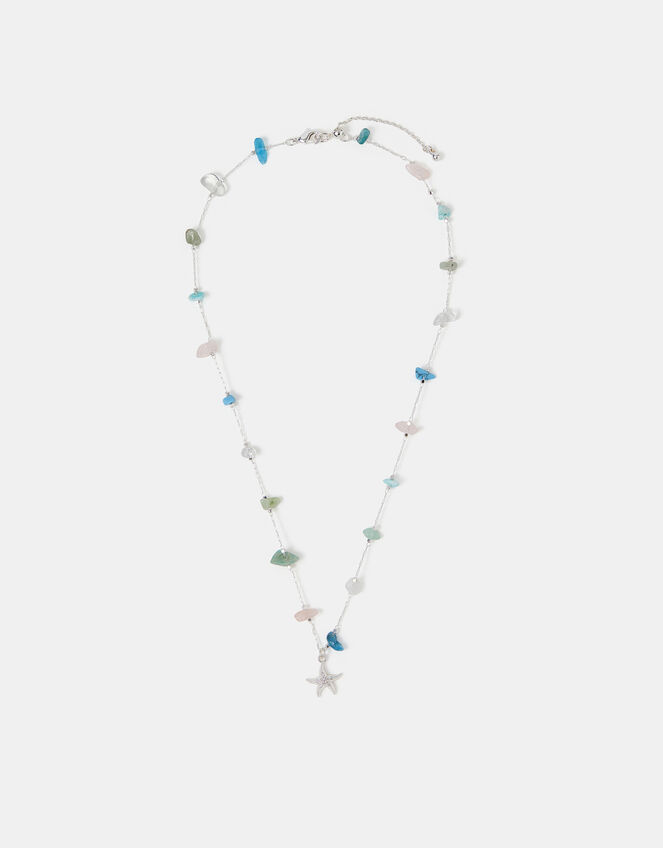 Sterling Silver-Plated Semi Precious Pendant Necklace, , large