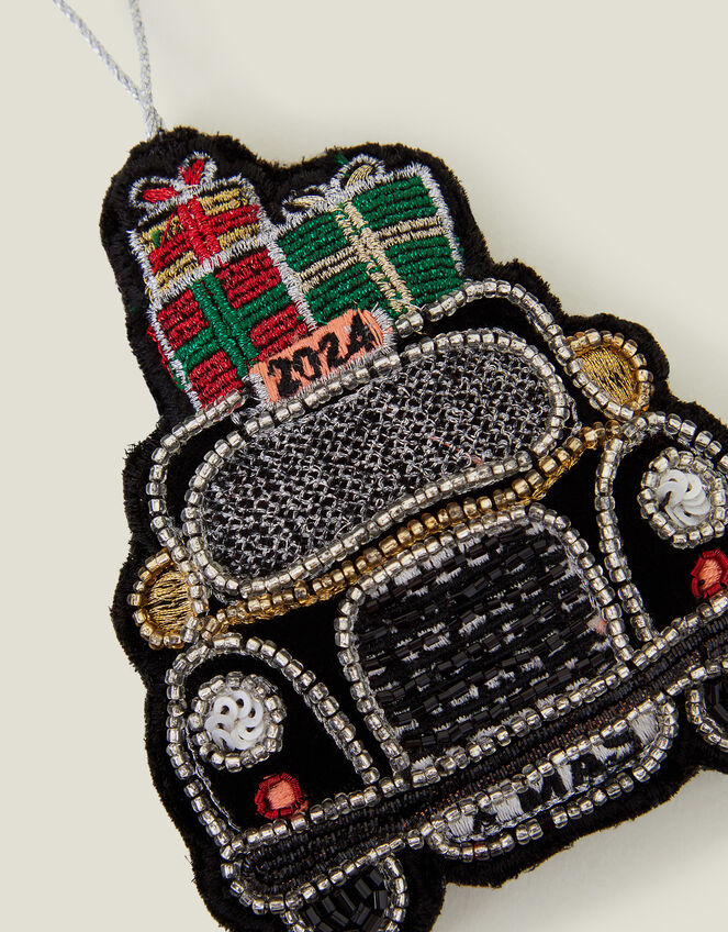 Embroidered Taxi Christmas Tree Decoration, , large