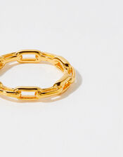 Gold-Plated Chain Band Ring, Gold (GOLD), large
