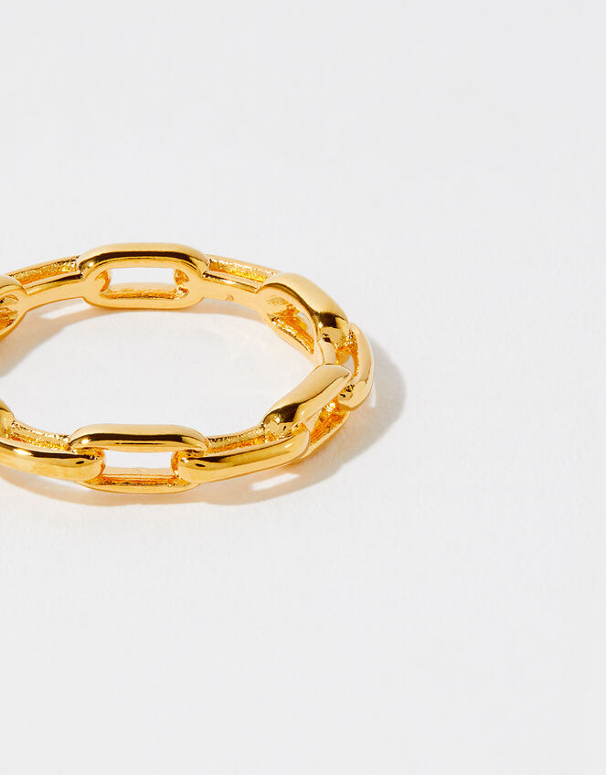Gold-Plated Chain Band Ring, Gold (GOLD), large