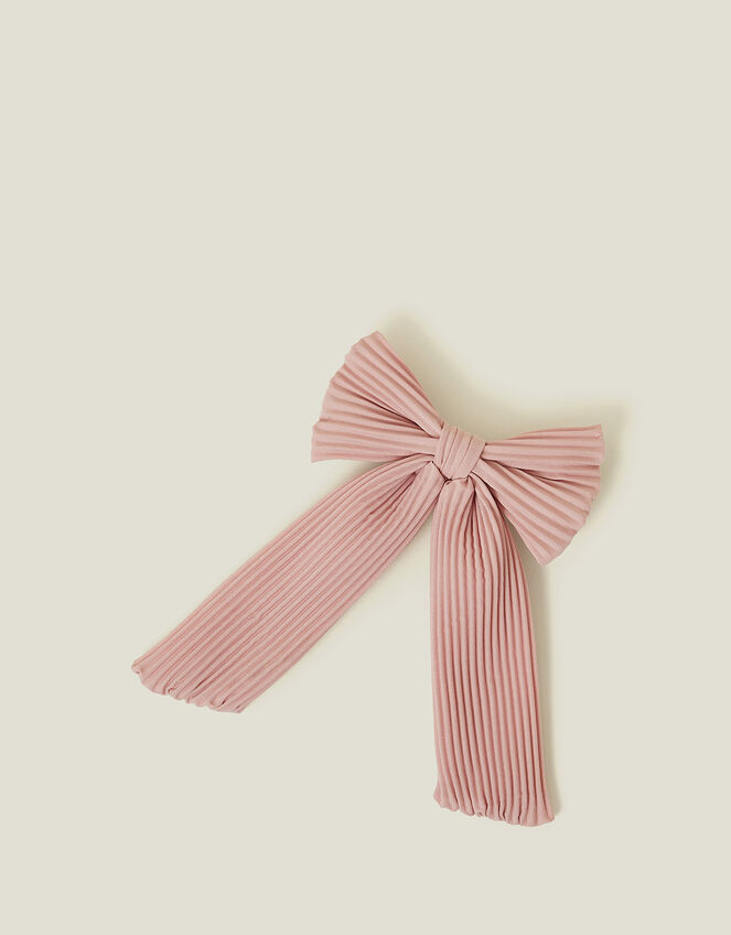 Pleated Bow Hair Clip, Pink (PINK), large