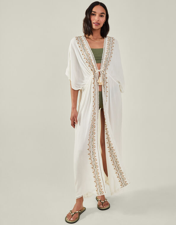 Maxi Embroidered Kimono, Ivory (IVORY), large