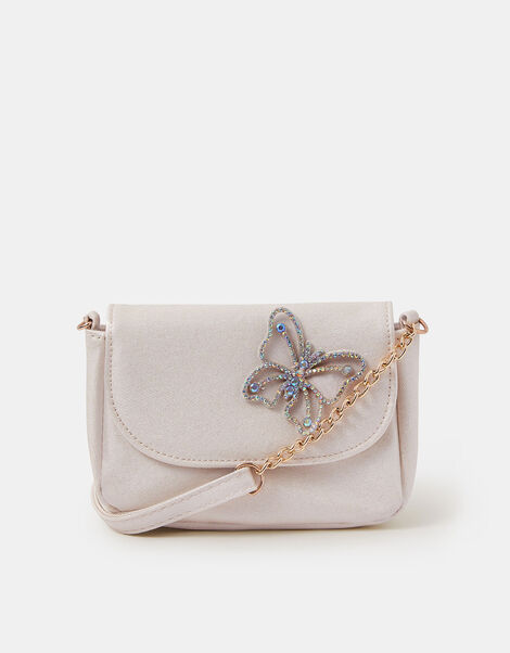 Girls Diamanté Butterfly Crossbody Bag, , large