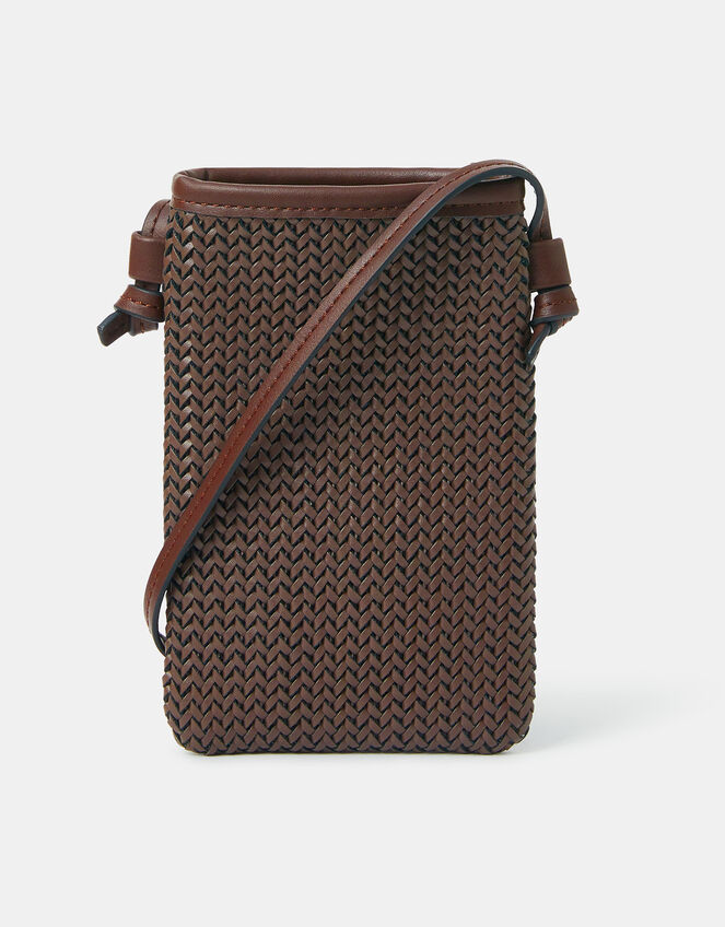 Woven Crossbody Phone Bag, , large