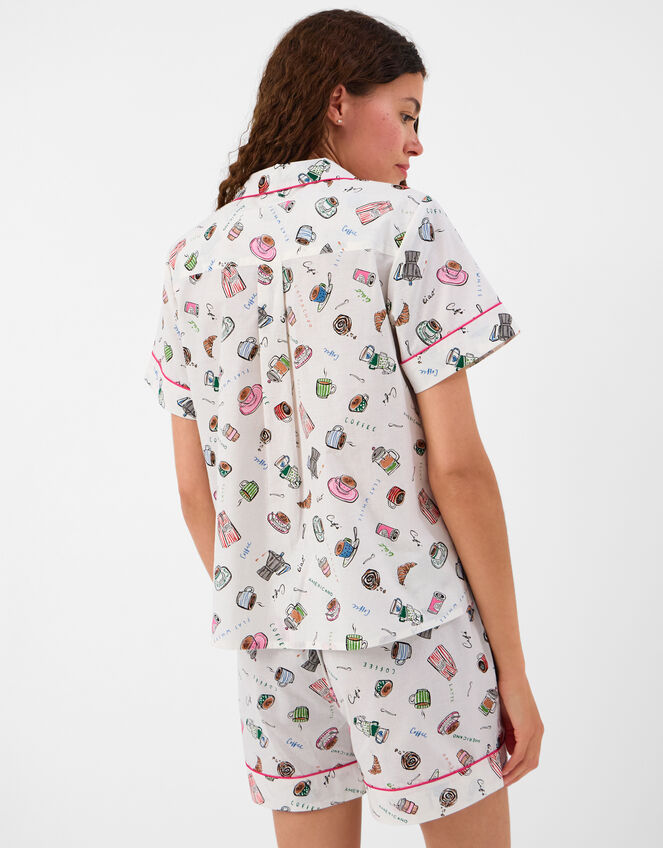 Coffee Print Short Pyjama Set, White (WHITE), large