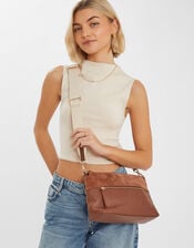 Leather Webbing Strap Cross-Body Bag, Tan (TAN), large
