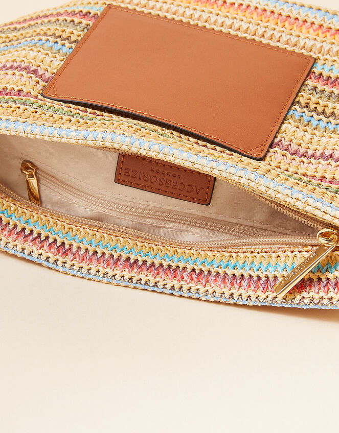 Stripe Raffia Cross-Body Bag, , large