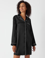 Satin Nightshirt, Black (BLACK), large