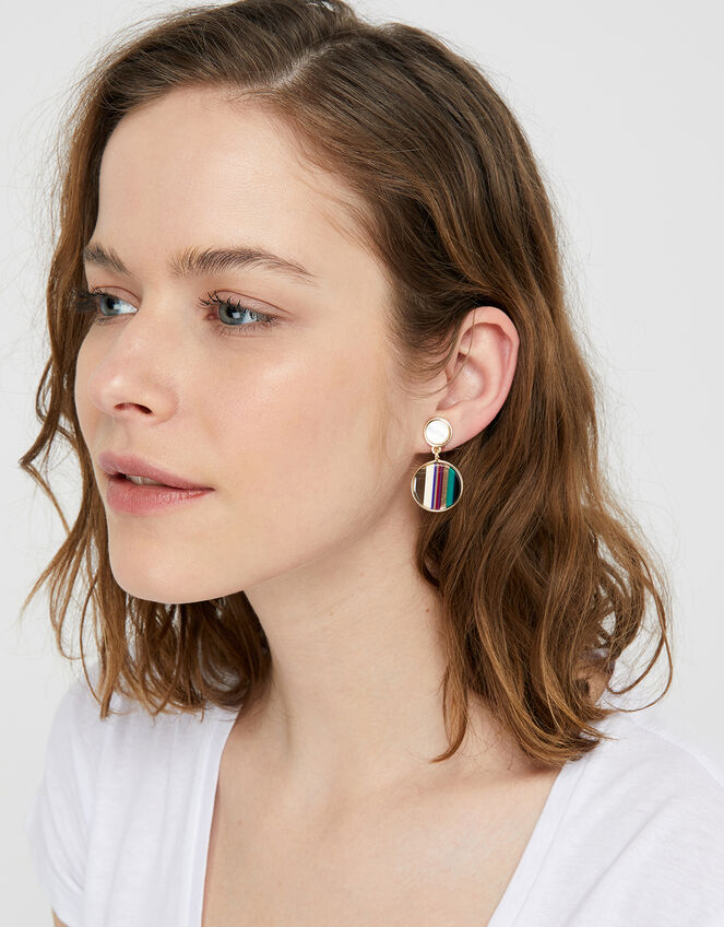 Stripe Disc Short Drop Earrings Earrings Accessorize Global