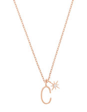 Rose Gold-Plated Initial Star Necklace - C, , large
