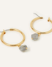 14ct Gold-Plated Labradorite Large Hoops, , large