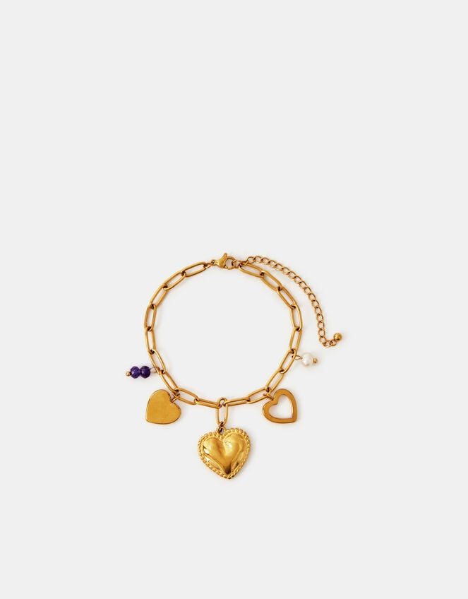 Stainless Steel Heart Charm Bracelet, , large