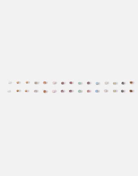 Multi Stone Stud Earrings 15 Pack, Multi (PASTEL-MULTI), large