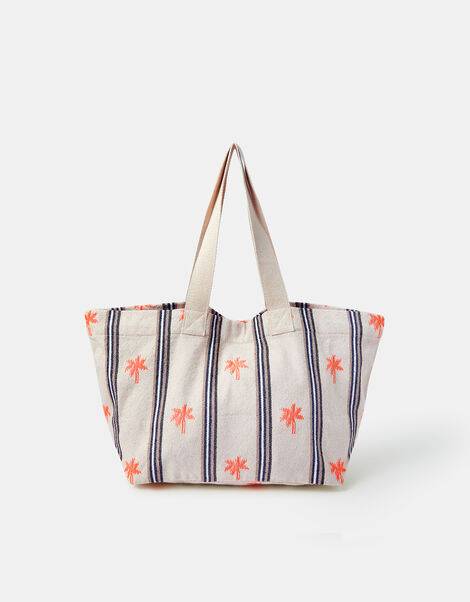 Palm Stripe Tote Bag, , large