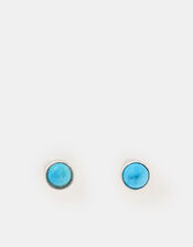 Sterling Silver Healing Stone Stud Earrings, Blue (BLUE), large