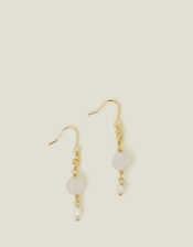 14ct Gold-Plated Stone Pearl Drop Earrings, , large