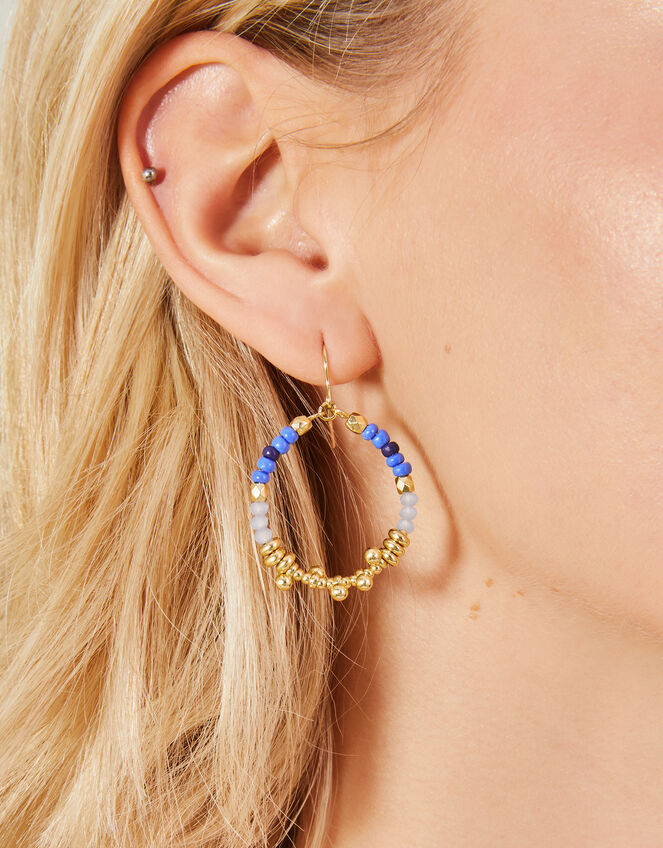 Beaded Bobble Drop Hoops, , large
