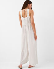Sleeveless Crochet Jumpsuit, Cream (CREAM), large