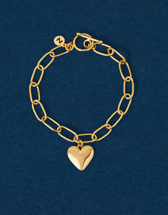 14ct Gold-Plated Heart Chain Bracelet, , large