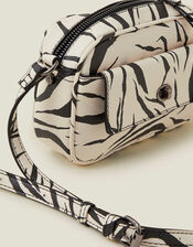 Animal Print Cross-Body Bag, Black (BLACK WHITE), large