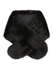 Faux Fur Tippet, Black (BLACK), large