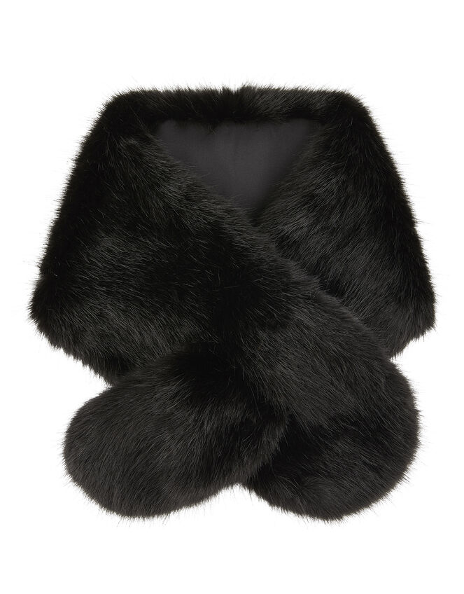 Faux Fur Tippet, Black (BLACK), large