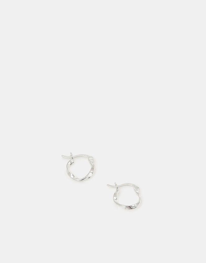 Sterling Silver Twist Hoop Earrings, , large