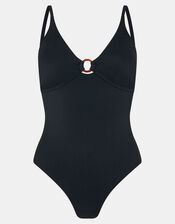 Front Cut-Out Swimsuit, Black (BLACK), large