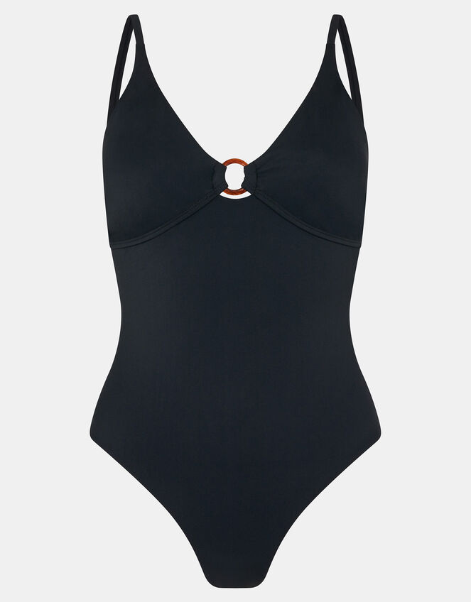 Front Cut-Out Swimsuit, Black (BLACK), large