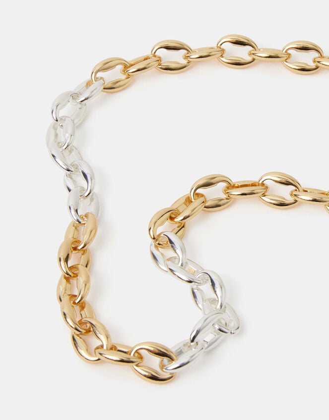 Two-Tone Chunky Link Chain Necklace, , large