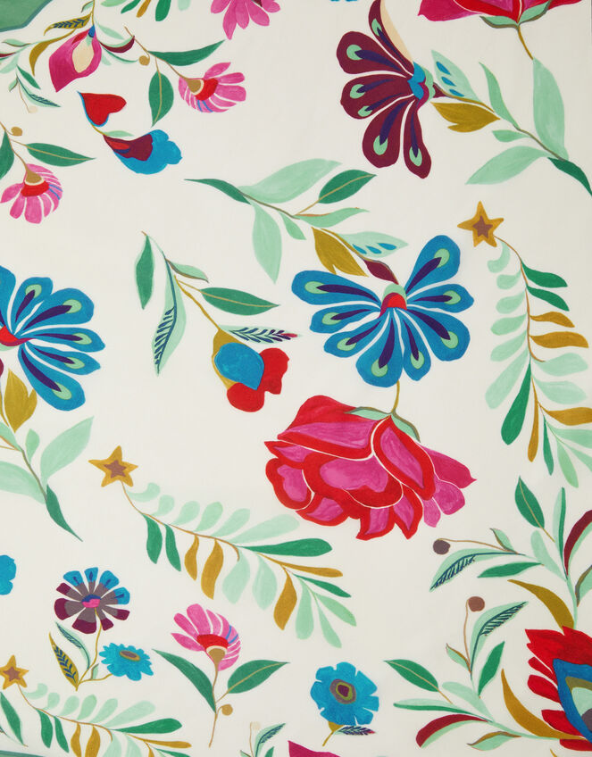 Floral Print Satin Triangle Scarf, , large