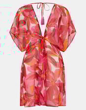 Floral Chiffon Mini Kaftan, Multi (BRIGHTS MULTI), large