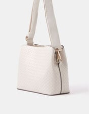 Faux Leather Webbing Strap Crossbody Bag, Cream (CREAM), large