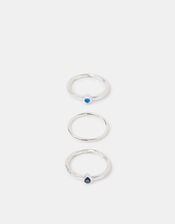 3-Pack Sterling Silver-Plated Mixed Stone Rings, Silver (ST SILVER), large