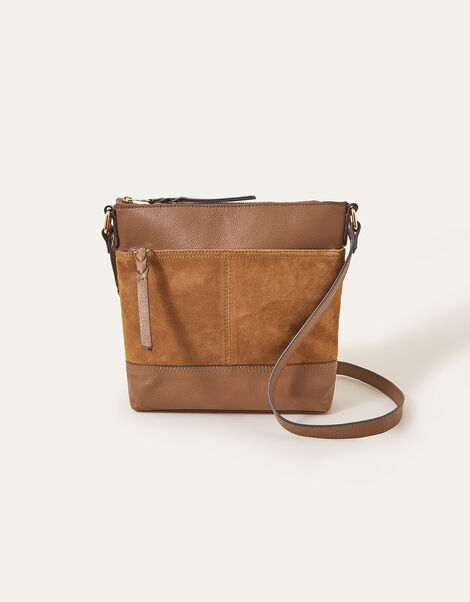 Leather Messenger Bag, Tan (TAN), large