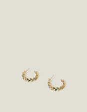 Gemstone Leaf Hoop Earrings, , large