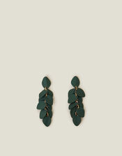 Enamel Willow Leaf Drop Earrings, , large