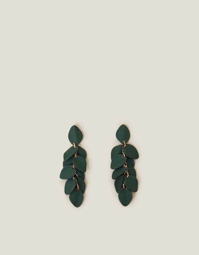 Enamel Willow Leaf Drop Earrings, , large