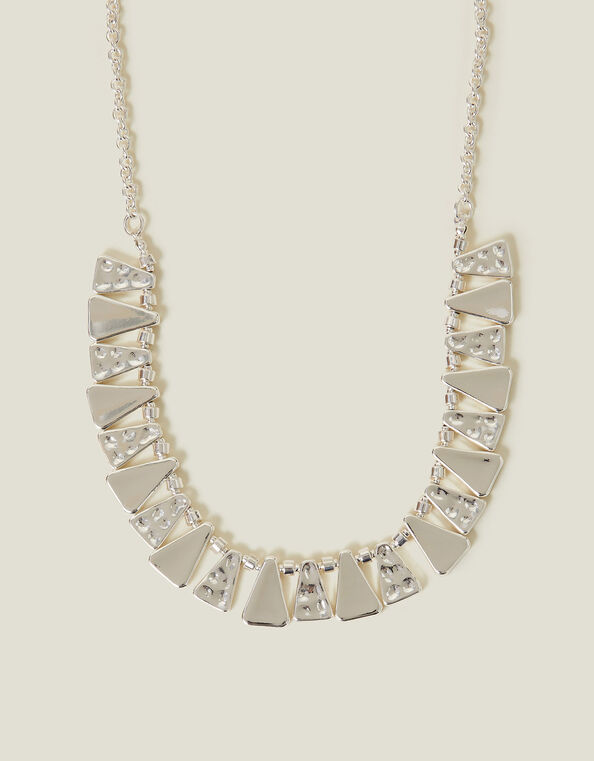 Triangle Molten Statement Necklace, Silver (SILVER), large