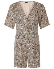 Animal Print Playsuit, Orange (RUST), large