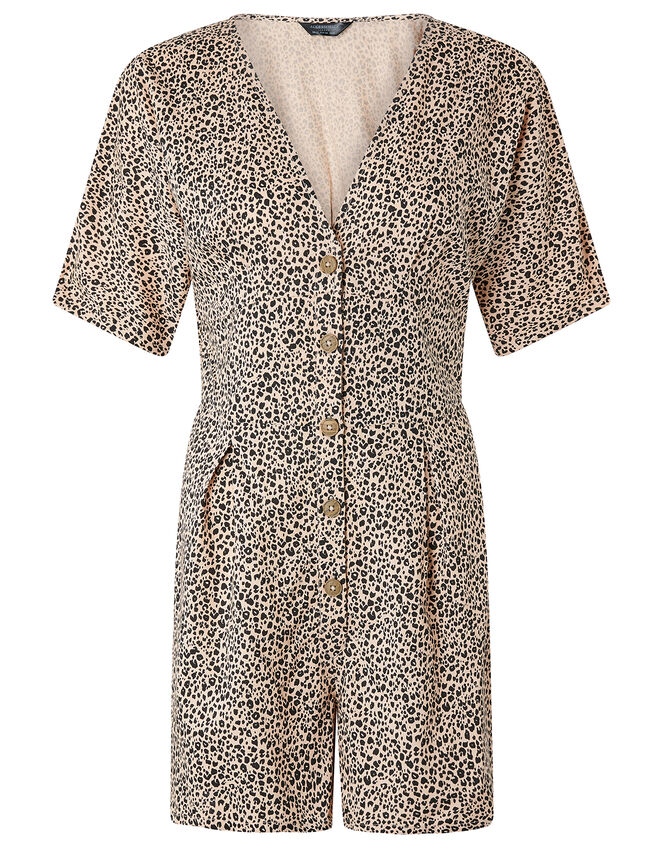 Animal Print Playsuit, Orange (RUST), large