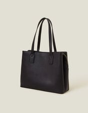 Webbing Strap Tote Bag, Black (BLACK), large