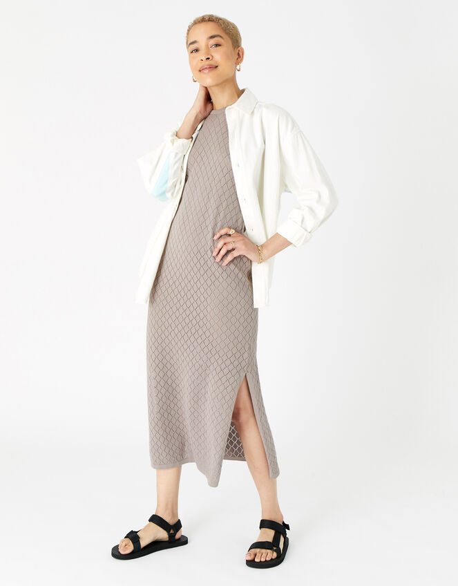 Knitted Midi Dress , Brown (TAUPE), large